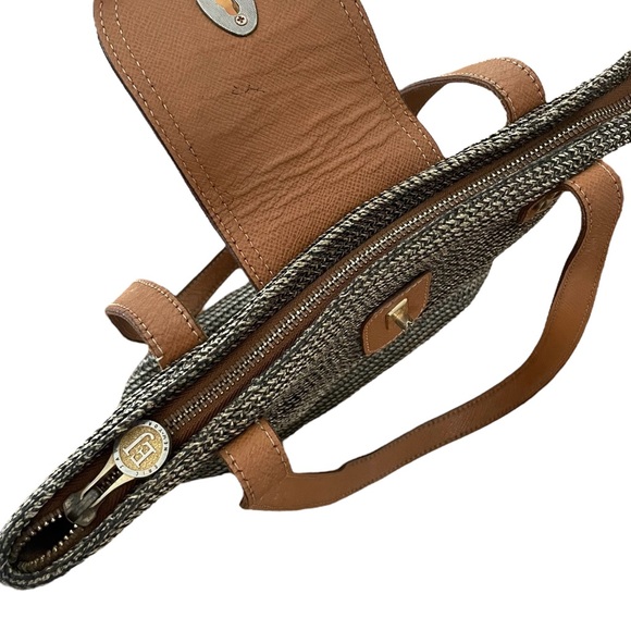 Eric Javits York Squishee Woven Brown Shoulder Tote Bag 2 Straps Zip Closure - Picture 9 of 13